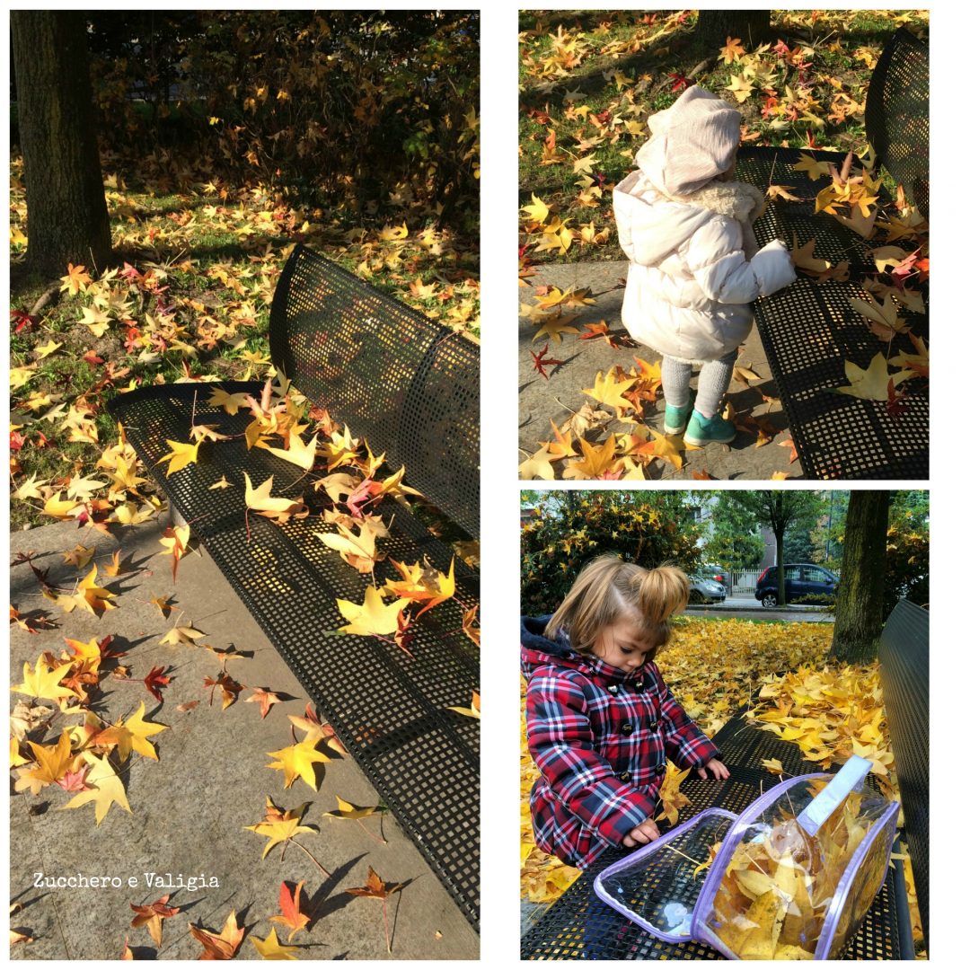 Raccogliere le foglie con i bambini